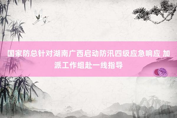 国家防总针对湖南广西启动防汛四级应急响应 加派工作组赴一线指导