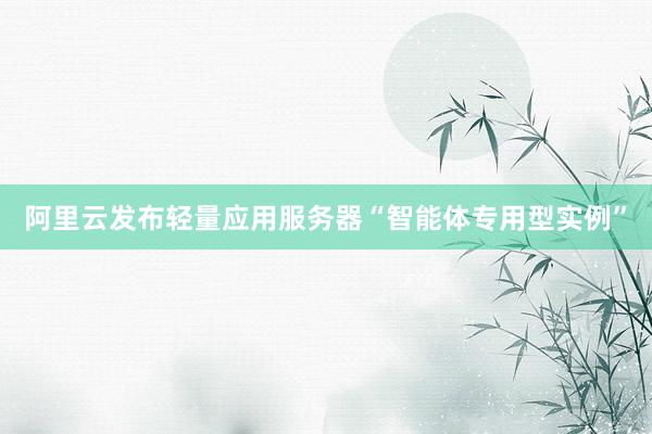 阿里云发布轻量应用服务器“智能体专用型实例”